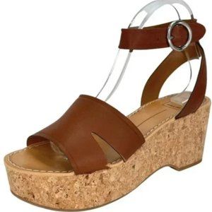 Dolce Vita Brown Leather Linda Cork Platform Sandals Size 7.5